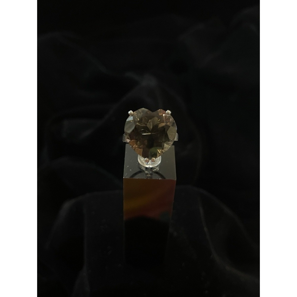 JTV SBL Heart Shaped  ❤️ 9.25 Sterling Silver Smokey Quartz Ring Size 5 - Picture 3 of 11